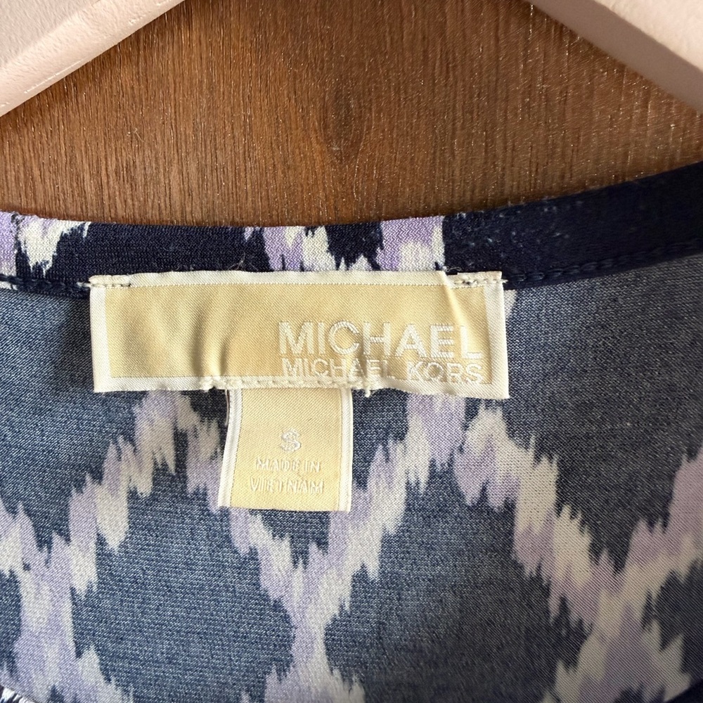 Michael Kors Navy and Lavender Patterned Top